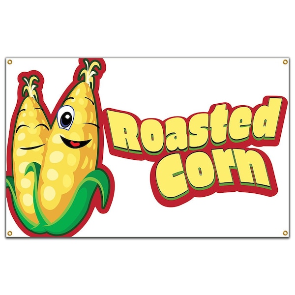Roasted Corn Banner Concession Stand Food Truck Single Sided